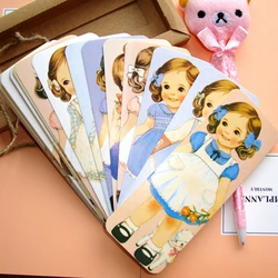 30 unids/lote, conjunto de marcapáginas de la serie Girl Doll Mate con paquete de papel Kraft, marcapáginas, titular de libro, tarjeta de mensaje