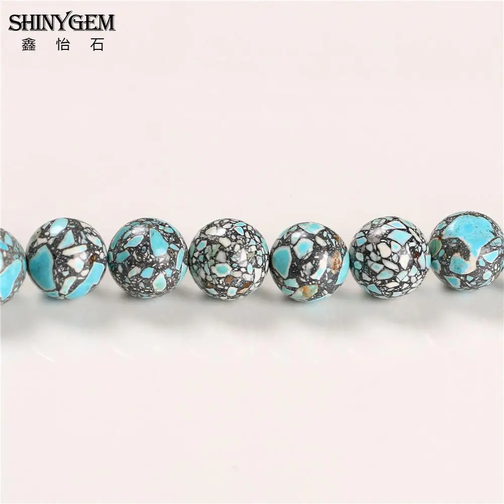 shinygem 14mm big round aaa grade wholesale lots bulk blue turquoises natural stone beads for jewelry making