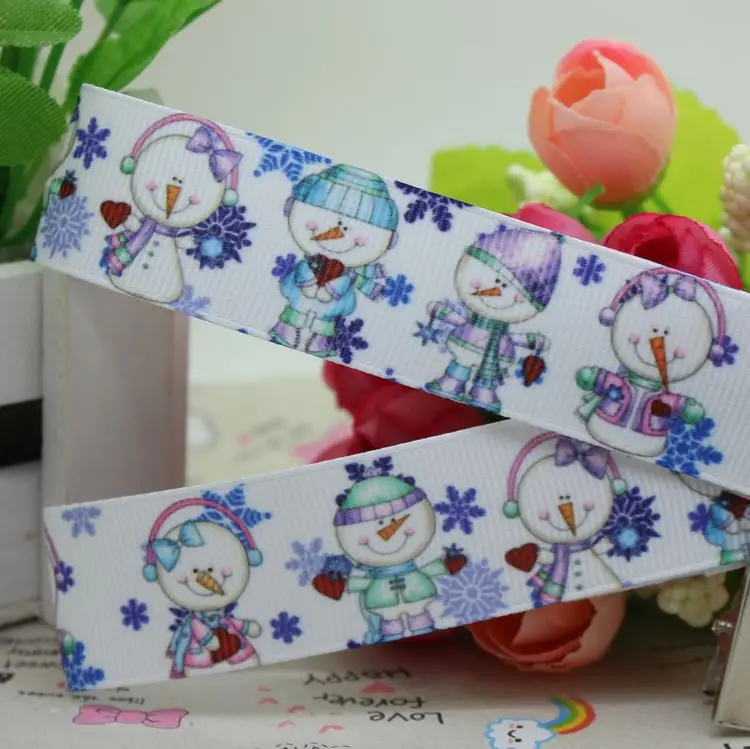 

7/8 дюймов снежный Валентин с принтом в репсовую ленту, материал «сделай сам», украшение для вечеринки, оптовая продажа, OEM 22 мм P1919