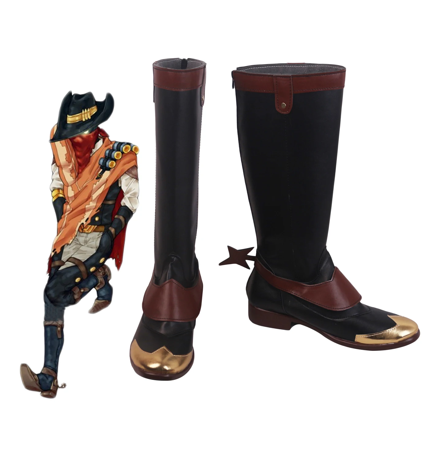 LOL Jhin Shoes Cosplay Hot Game LOL The Virtuoso Khada Jhin Cosplay Boots Black Shoes Custom Made for Men and Women