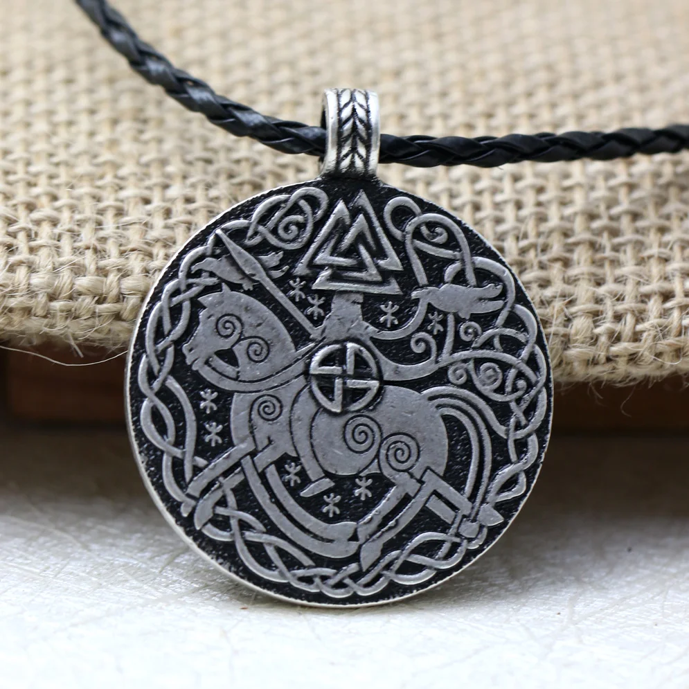 

10pcs Norse Vikings Legendary The Viking Sleipnir And Solider Valknut Raven Amulet Necklace Viking Nordic Talisman Jewelry