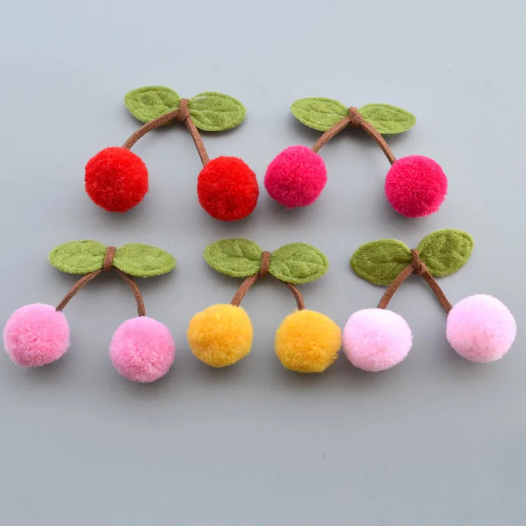 5pcs/Lot Approx 20mm Cherry Pompom Balls Fur Craft DIY Soft Pom Poms For Children Toys Decoration,Sewing on Garments Accessories