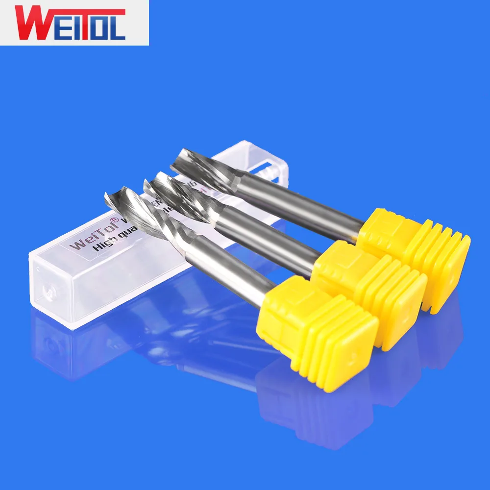 WeiTol 1 pz 3A 6mm Carburo di Tungsteno Fresa Singola Scanalatura A Spirale Bit CNC Fresatura Taglierina di Legno Utensili Da Taglio