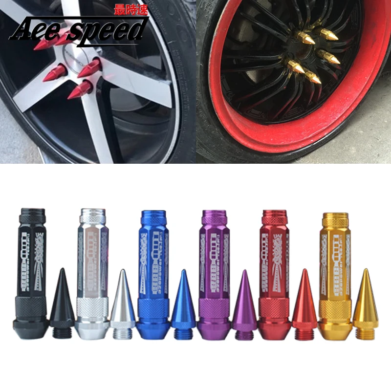 

Alloy Aluminum 90MM Wheel Lug Nut with Spikes Extended Tuner Wheels Rims Spikes