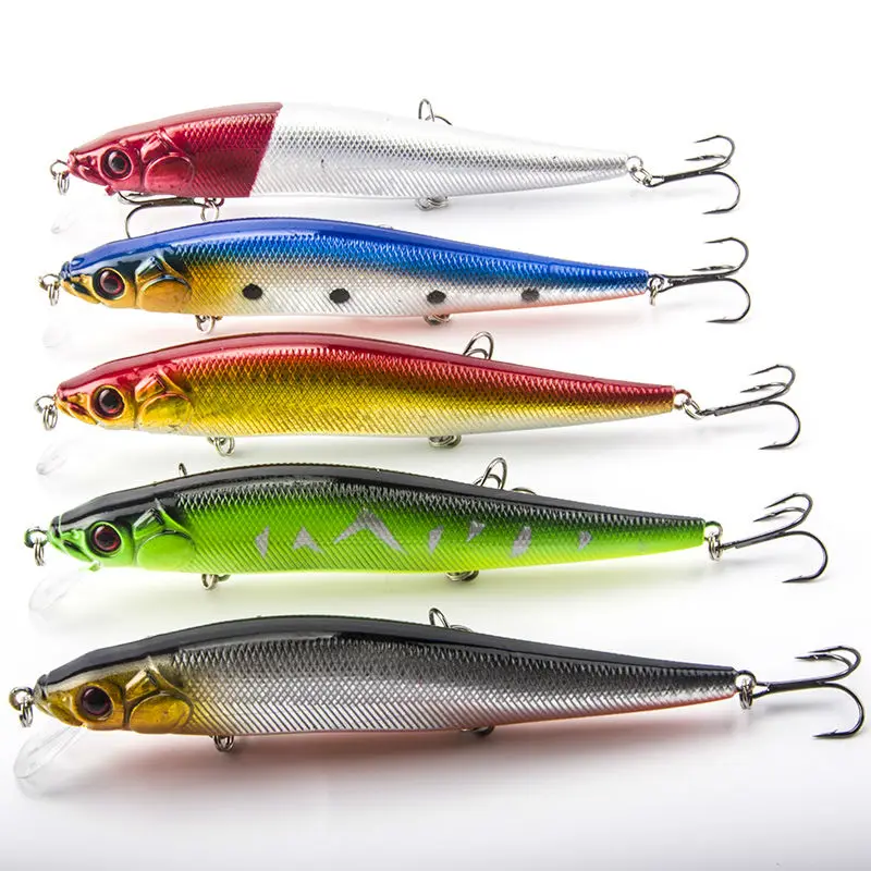 

HiUmi 1PCS 14cm 23g Fishing Lure Minnow Swimming Crankbait Hard Bait Tight Wobble Slow Floating Fishing Tackle 2# hooks