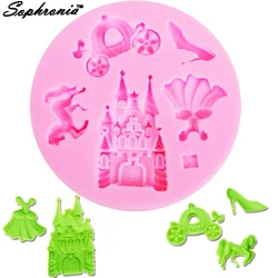 Sophronia M558 Fairy Dress Castle Coach Dress Glass Slipper Horse Shape Silicone Molds Princess Chocolate Cake Decoration Tools