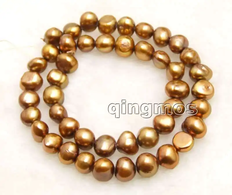 

Big 8-9mm Natural Brown Baroque Freshwater Pearl Loose Beads Strand 14''-los739 Wholesale/retail Free shipping