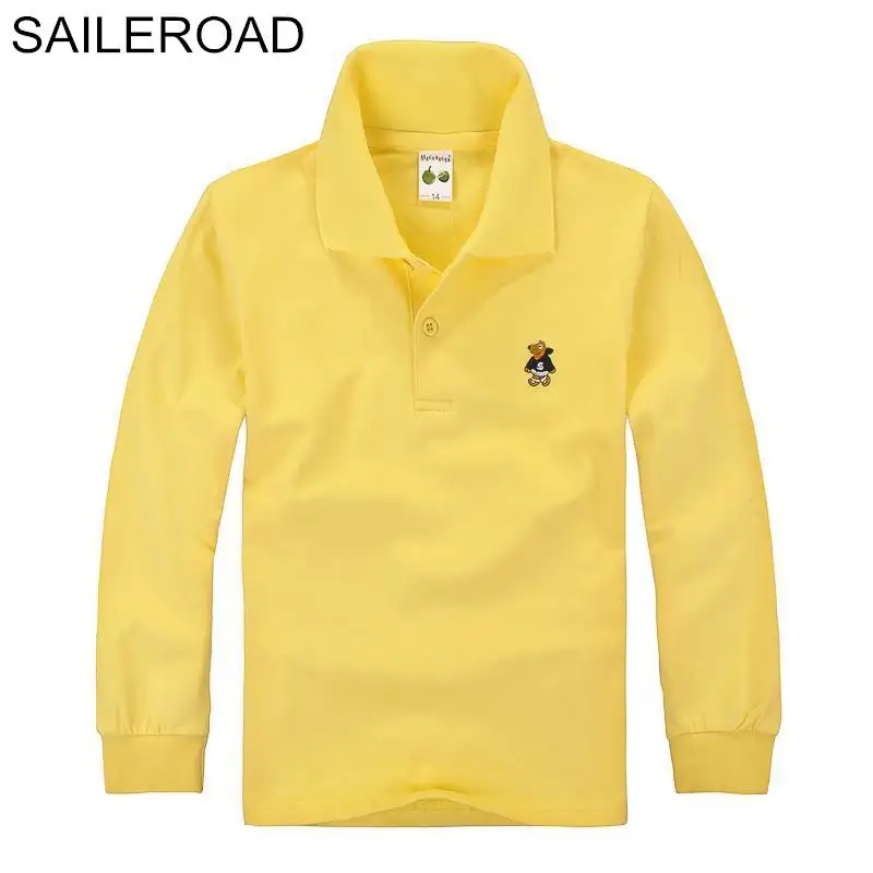 SAILEROAD 3-15Year Big Children Kids Polo Shirts Cotton Soild Color Adolescent Boys Girls Tops Tees Shirts Teenager Boys Clothes