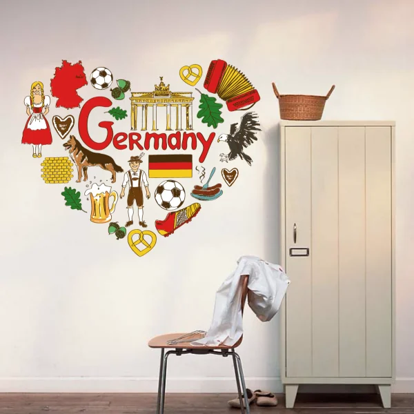 

I Love Germany Illustration Fashion Wedding Decor Vinyl Waterproof Wall Sticker Bedroom Wallpaper Wall Decal Baby Rooms Decor