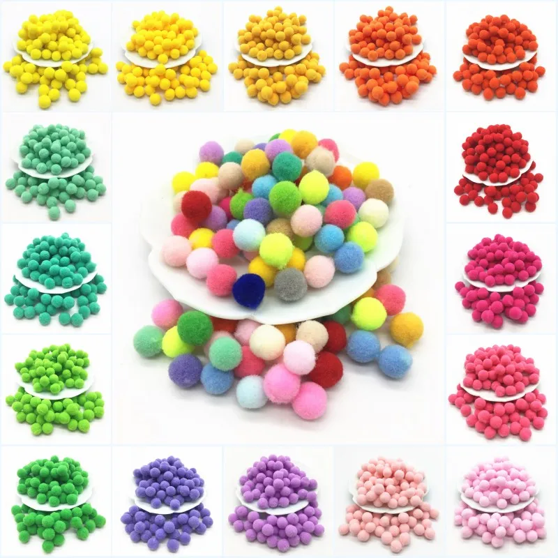 10mm Multicolor Pompom Soft Round Fluffy Pompones Plush Craft Pom Poms Ball Furball Home Decoration Kids Toys DIY Supplies 50g