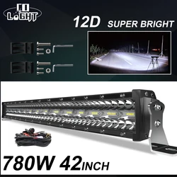 CO LIGHT-Barra luminosa para vehículos todoterreno, combo LED de barra de luz de 42 pulgadas, de 12V 24V, para furgones, tractores, 4x4, SUV, ATV, potencia de 780W, 3 filas