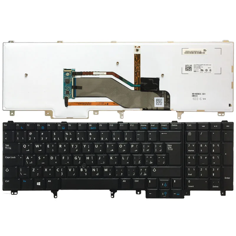 

New Backlit Arabic Keyboard For DELL E6520 Teclado E6530 E6540 E5520 E5520M E5530 Black with Backlight Pointer