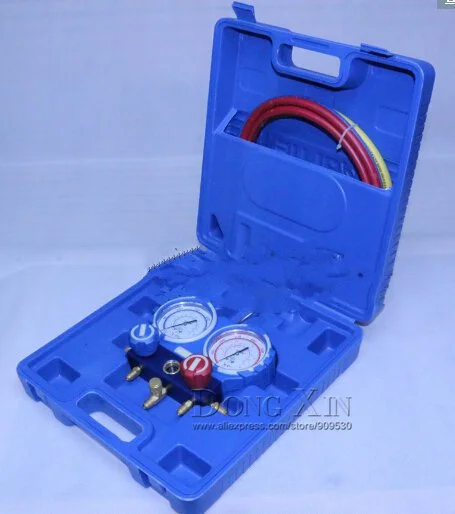 Manómetro plegable de VMG-2-R410A con caja de plástico manual, R410A, aprobado por la CE, 3 uds. De mangueras de carga