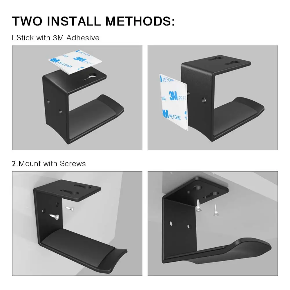 Suporte para fones de ouvido, 6amlifestyle, preto, gancho, montagem embaixo da mesa, para todos os fones