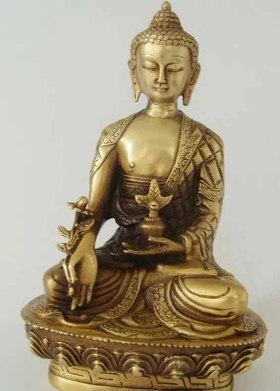 Rare Distinctive Old Qing Dynasty copper medicine Buddha Statue,best collection&adornment  ,Free shipping