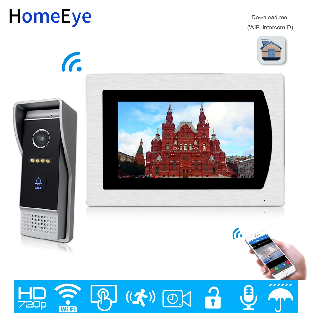 Wholesale 7'' 720P WiFi IP Video Door Phone Video Intercom Home Access Control System Android IOS App Remote Unlock Touch Screen