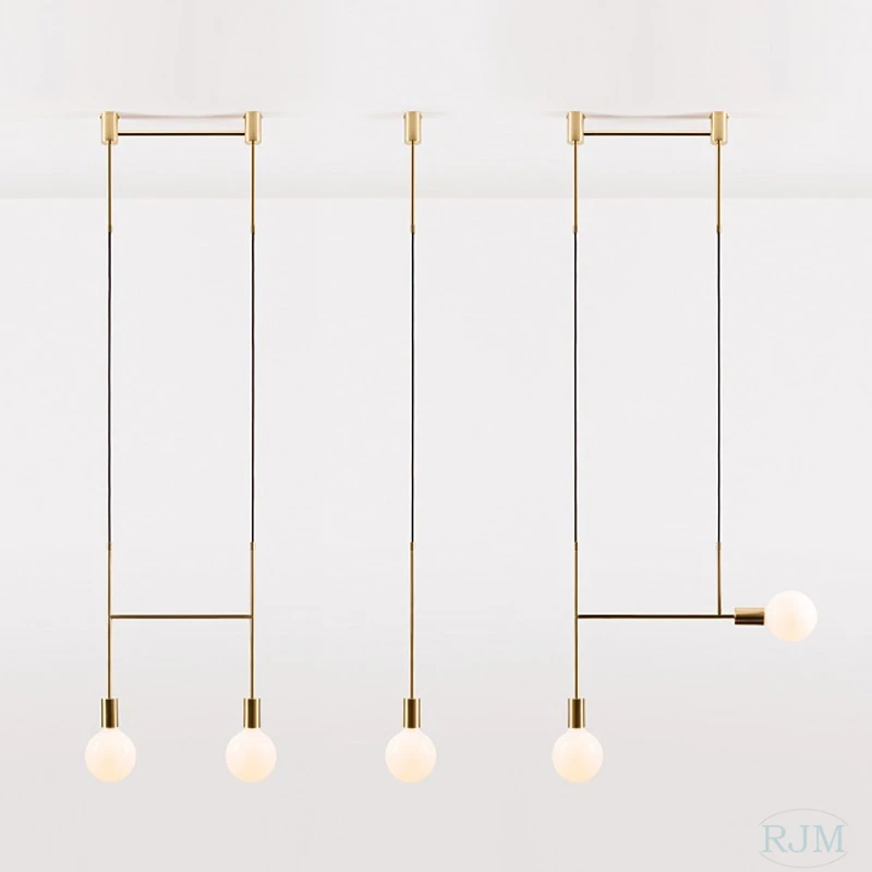 Nordic Line Gold Lampu Chandelier Besi Modern Hanglamp untuk Ruang Tamu Kamar Tidur Samping Tempat Tidur Natal Dekorasi Rumah Perlengkapan Pencahayaan