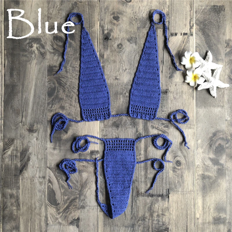 Women Sexy Micro Mini Bikini Crochet Thong Underwear G-String Bra Swimwear Sleepwear High Quality Swimwear 2019 Hot Sale