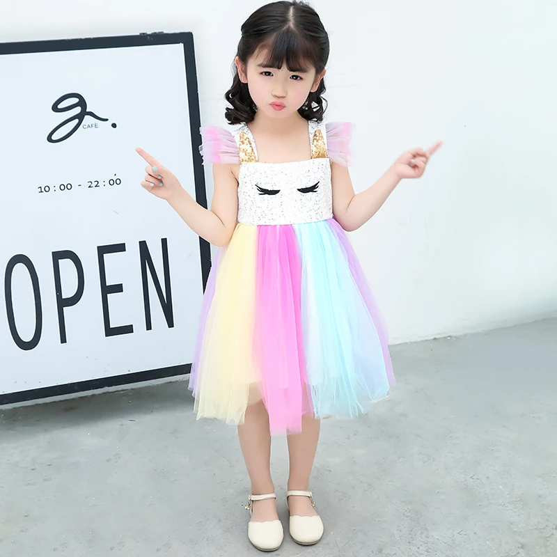 

2019 Princess Party dress Unicorn Party Girls Dress Elegant Costume Wedding Dresses For Girls Vestidos fantasia infantil