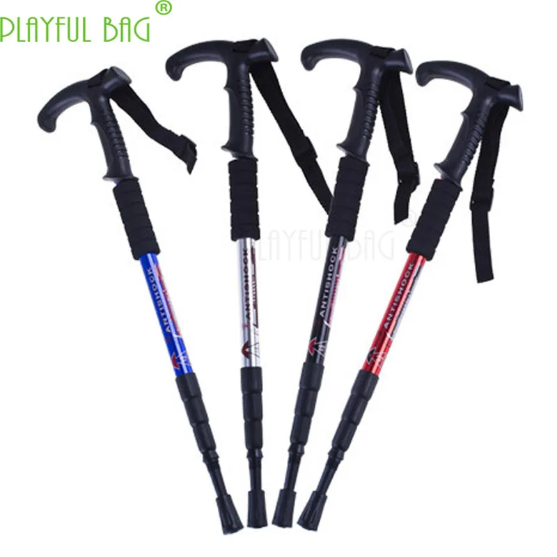 Outdoor activities Aluminum alloy climbing rod, bent handle crutches tourist articles explosive mountaineering articles ZK37