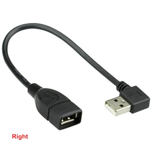 10cm 20cm USB 2.0 A Male to Female 90 Angled Extension Adaptor cable USB2.0 male to female right/left/down/up Black cable cord