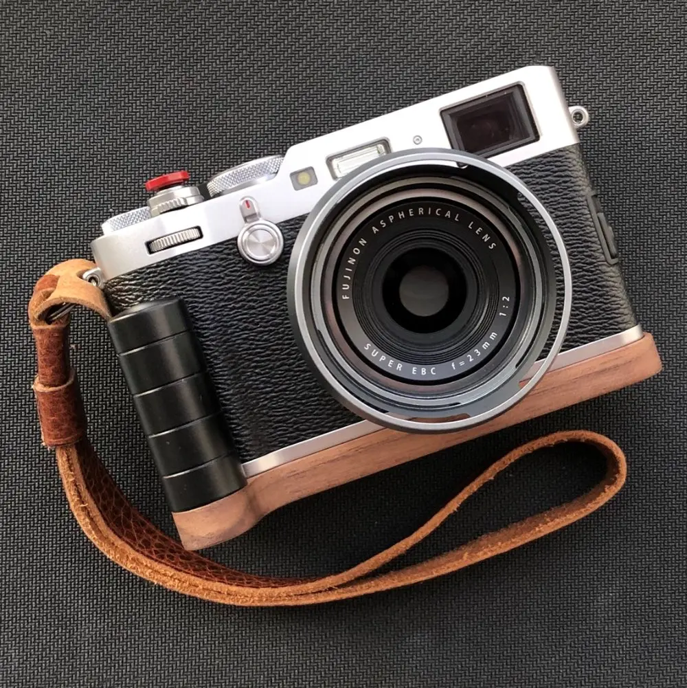 Walnut Wooden Wood Hand Grip Plate Bracket with PU60 Quick Release Plate For FUJI X100F FUJIFILM X 100F