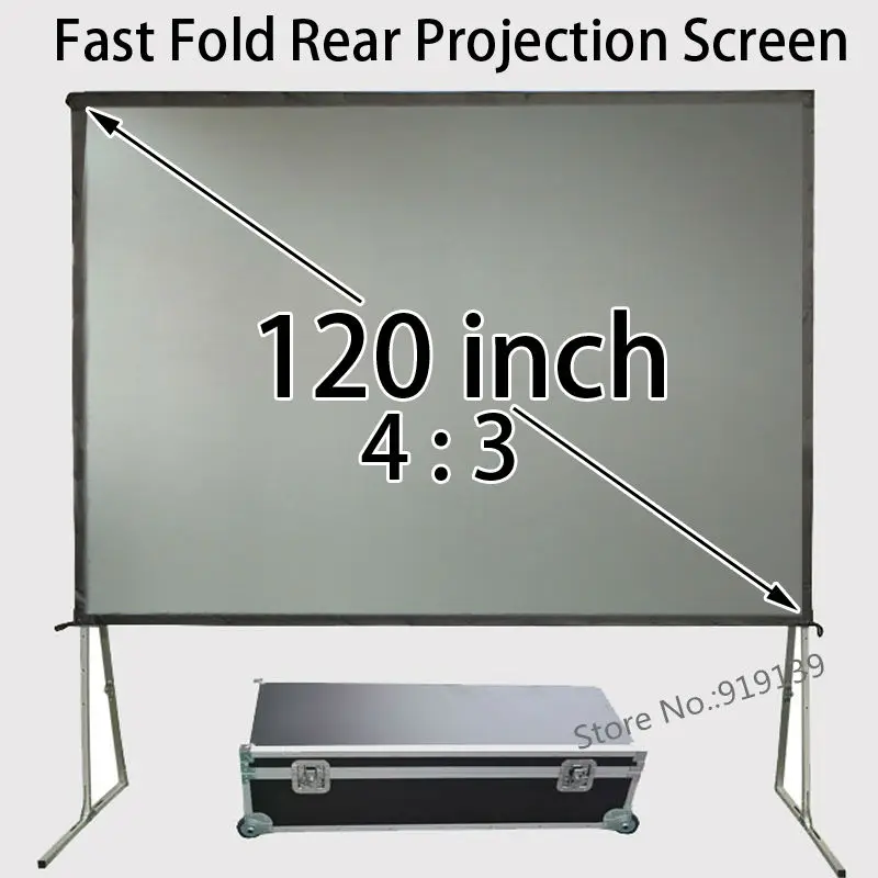 

High Definition Rear Gary Fast Folding Screen 120-inch 4 By 3 Floor Stand Projection Screens For Camping