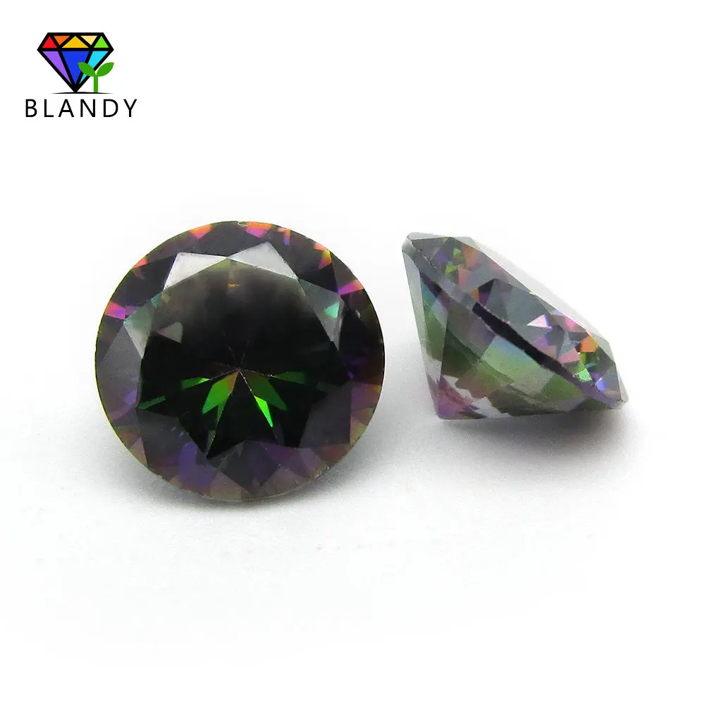 1.0mm~10mm Round Shape Mystic Color Cubic Zirconia Stone Loose Plating Multi Color CZ Stone Synthetic Gems For Jewelry