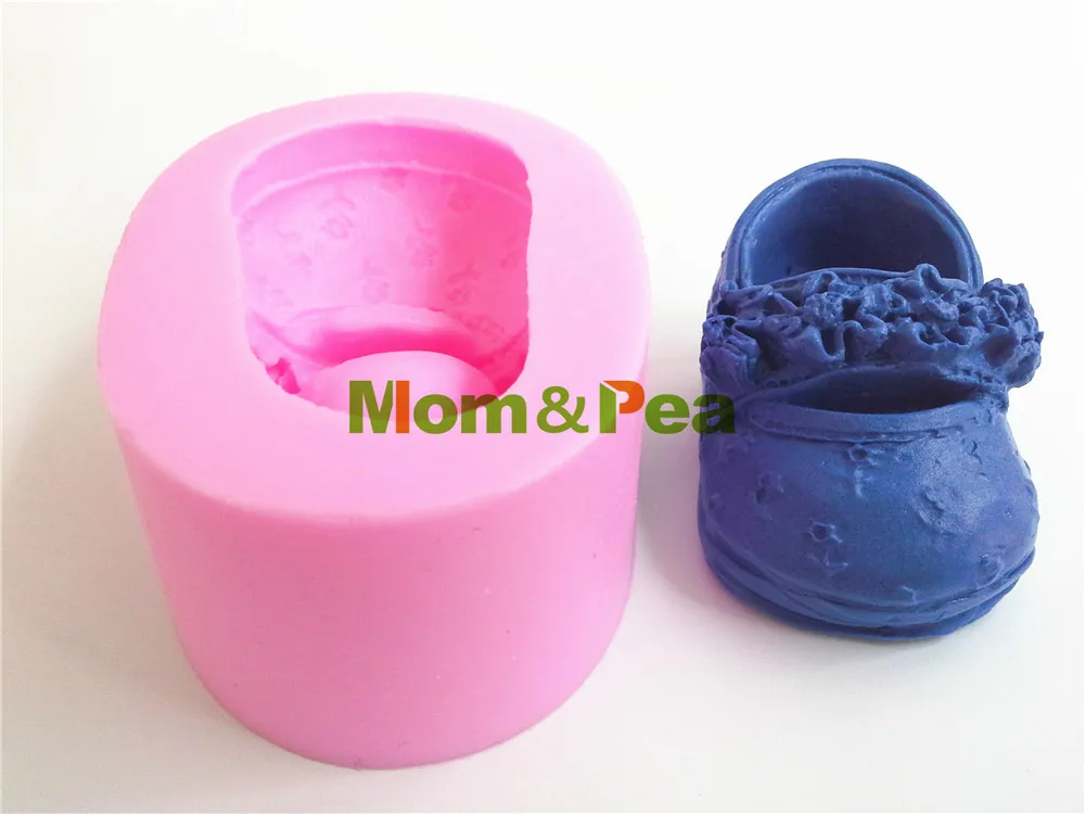 Mom&Pea 0002 Baby Flower Shoe Shaped Silicone Soap Mold Cake Decoration Fondant Cake 3D Mold Food Grade Silicone Mould