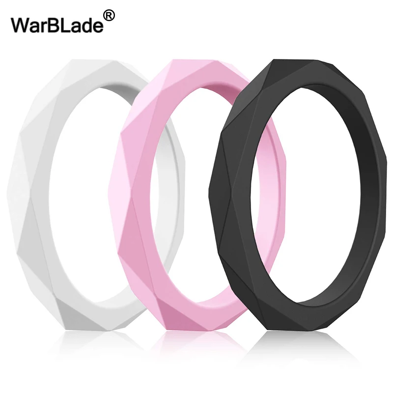 WarBLade New 3mm Food Grade FDA Silicone Rings Women Wedding Rubber Bands Hypoallergenic Crossfit Flexible Silicone Finger Ring