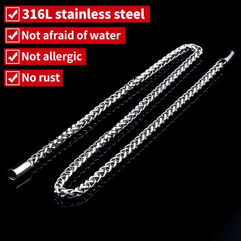 Beier 3mm/4mm/5mm Width 316L Stainless Steel Fashion twisted keel chain versatile high quality jewelry LLBN1074