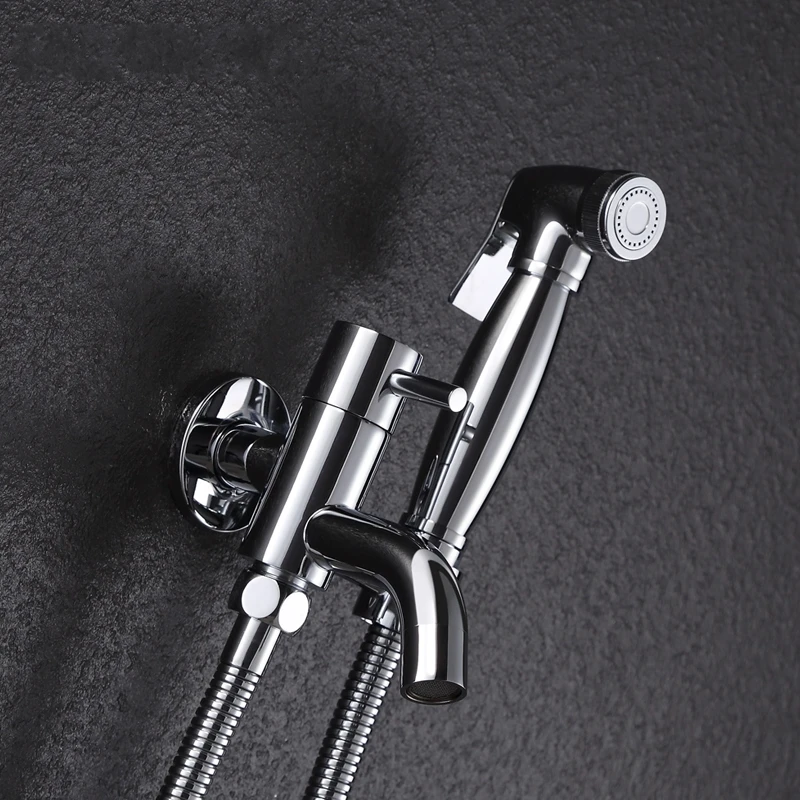 Luxury Bathroom Solid Brass Toilet Hand Held Bidet Shattaf set Cloth Diaper Sprayer set with brass valve faucet holder hose