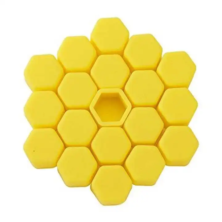 20 Pcs/Set Silicone Car Wheel Nuts Bolts Cover Dust Protective Tyre Valve Screw Cap Cover (Yellow)