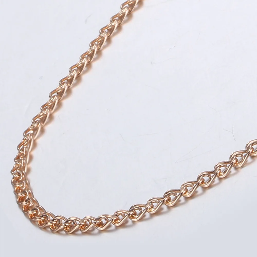 3mm Thin Necklace For Women Girls 585 Rose Gold Color Link Chain Necklace Woman Jewelry Hot Valentines Gifts 50cm 60cm GN462