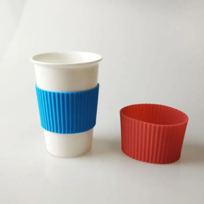 100pcs Height:5.5cm Food Grade Silicone Wraps For Mugs Ceramic Cup Sleeves Recyclable Heat Insulation ZA5987