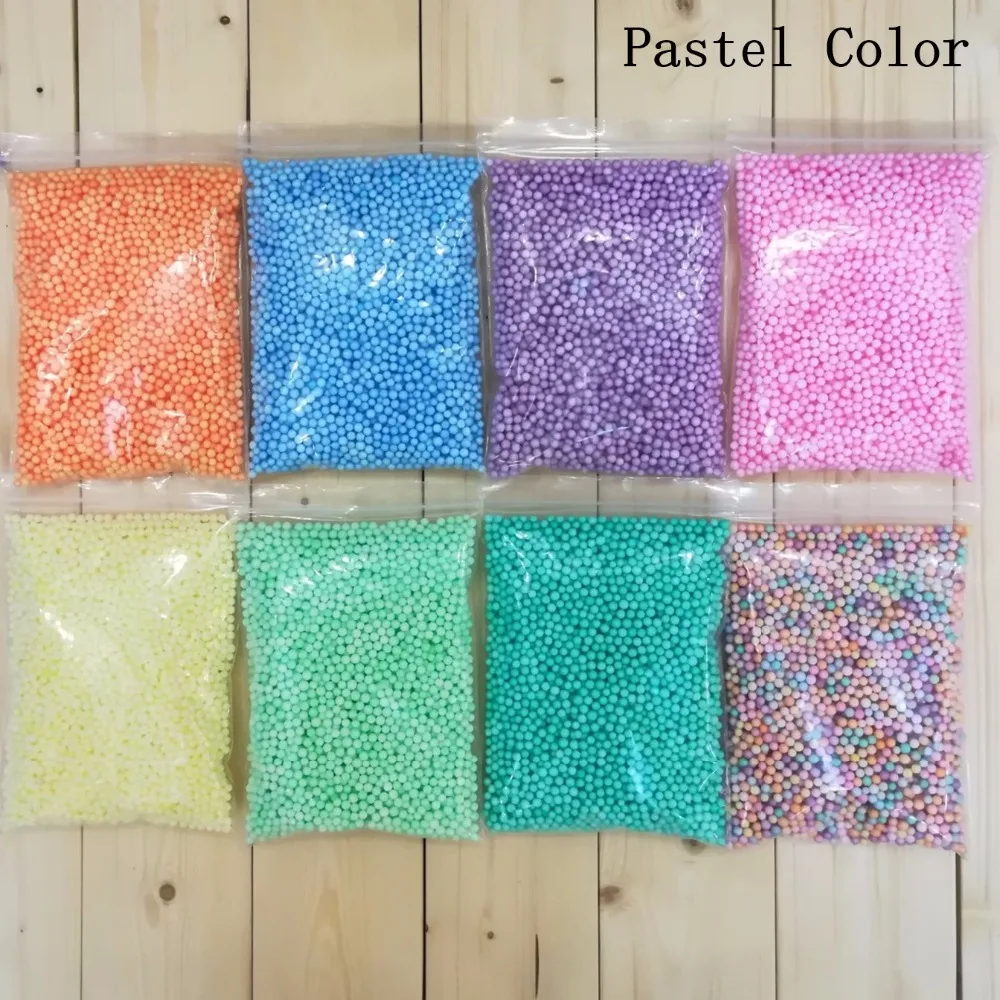 9g 13g/bag 32bags Macarons Light Colours Pastel Foam Beads Polystyrene Foam Balls Styrofoam Filler Foam Mini Beads Balls Crafts