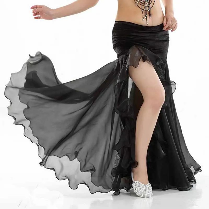 New Arrival Sexy Side-Split belly dance Skirt for Women Sexy stage Performance Dancing Skirts free shipping, high quality !