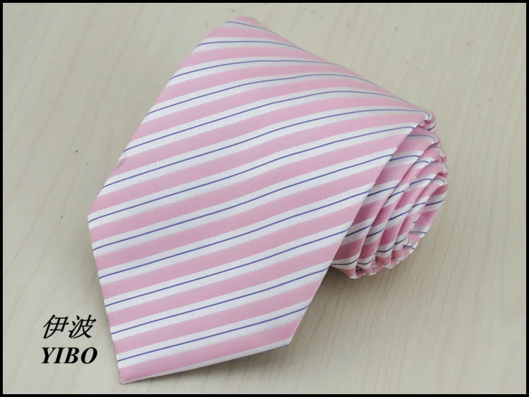 

freeshipping Man business classic tie/blue and white stripe pattern/men's fashion accessories 8cm formal wear pink necktie