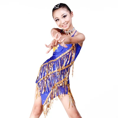 

New Upscale Lycra Shining Sequins Tassels Girls Latin Dress,Sexy Dance Dress for Salsa/Rumba/Ballroom Stage Competition Costume