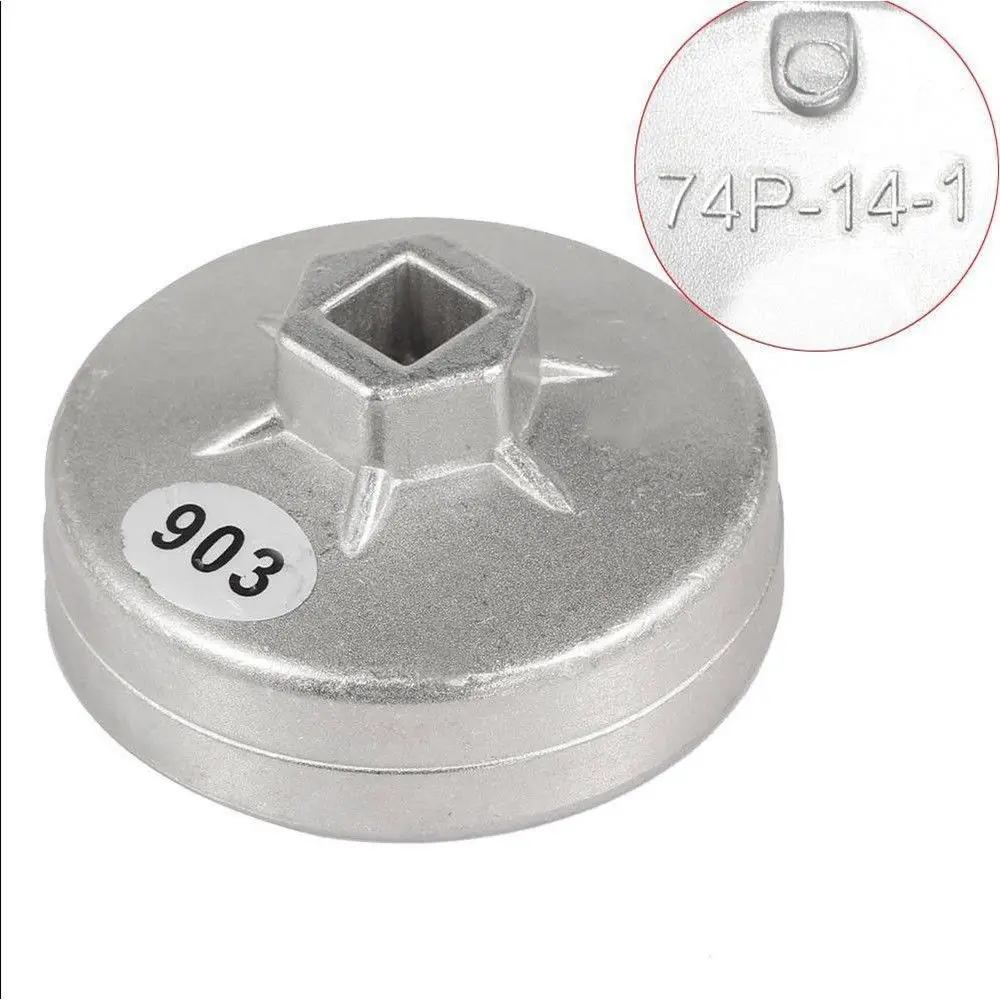 Portable Wearproof Rust-proof Hattype Aluminum Oil Filter Wrench Socket Remover Tool 74mm 14 Flute Oil Filters Element Spanner
