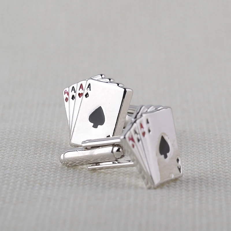 AAAA Poker Cufflinks Male French Shirt Cuff Links Cards Design Fashion For Men\'s Jewelry Father\'s Day Gift