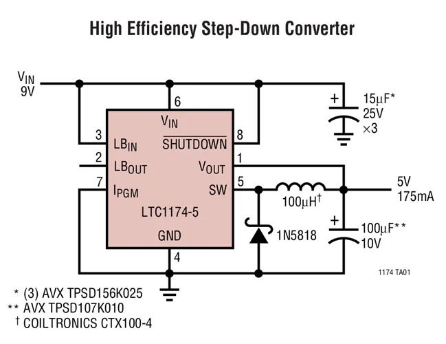 LTC1174CS8 LTC1174CS8-3,3 LTC1174HVCS8-5 LTC1174CS8-5 LTC1174-Hohe Effizienz Schritt-Unten und Invertierung DC/DC Converter