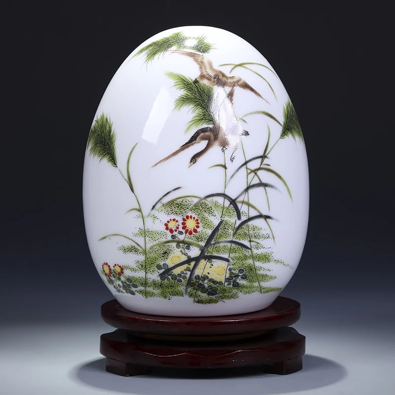 Jingdezhen ceramic good luck egg vase home living room new Chinese modern minimalist decorations porcelain ornaments