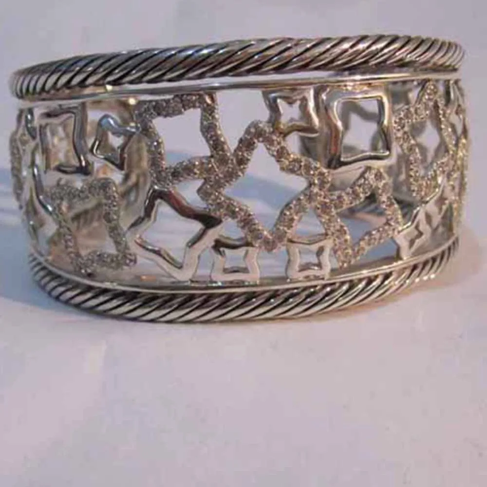 

Sterling Silver Jewery Pave Diamonds Cuff Bracelet Design Jewelry Woman Bracelet Valentine's Day Gifts Birthday Gifts