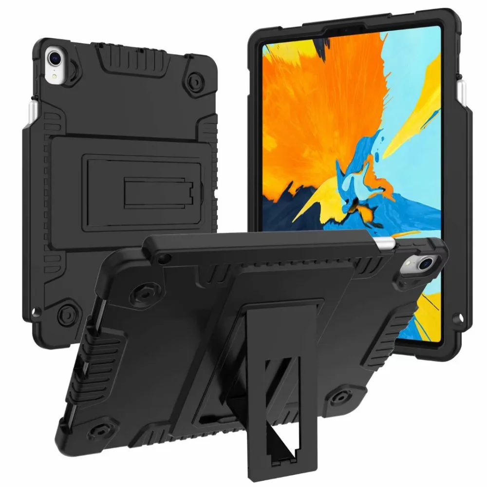 

Heavy Duty Silicon Protective Kickstand Shock-Absorption/Impact Resistant Armor Case for iPad Pro 11"(2018 2020 2021 Release)