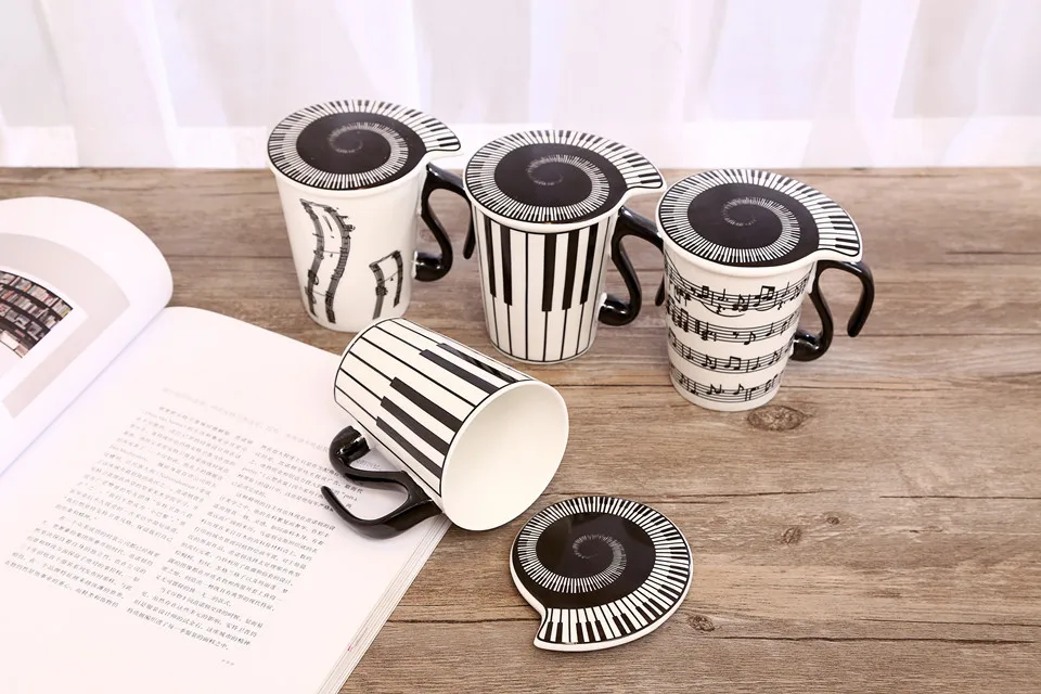 

1PC Creative Ceramic Tea Mug Piano Musical Note Milk Juice Lemon Mug Coffee Tea Cup Home Office Drinkware Unique Gift OK 0308