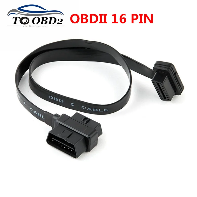 

Плоский тонкий как лапша OBDII OBD2 16-контактный коленчатый OBD2 Удлинительный кабель 16-контактный автомобильный диагностический разъем Женский-Мужской