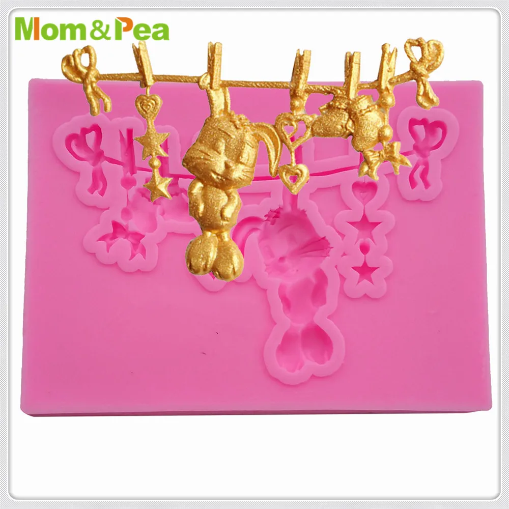 Mom&Pea MPA1606 Rabbit Toy Silicone Mold Sugar Paste 3D Fondant Cake Decoration