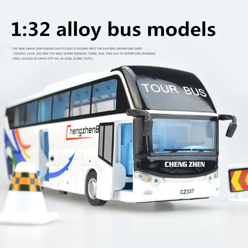 1:32 alloy bus models,pull back & flashing & musical,Large tourist bus,metal diecasts,toy vehicles,free shipping