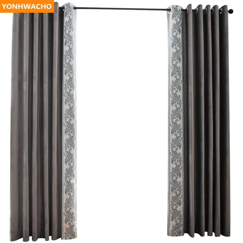 Custom curtains luxury grey Dutch velvet bedroom study modern minimalist Nordic velvet cloth blackout curtain tulle drape B464